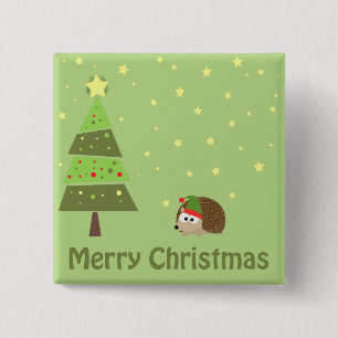 Igel Weihnachtslandschaft Button