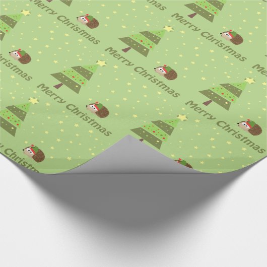 Igel Weihnachtslandschaft Geschenkpapier (Ecke)