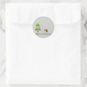 Igel Weihnachtslandschaft Runder Aufkleber (Tasche)