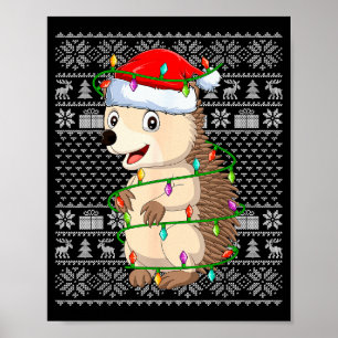 Igel Weihnachtslichter hässlicher Pullover lustige Poster