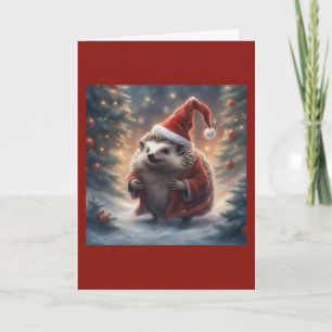 Igel-Weihnachtsmann am Weihnachtsbaum-Los Karte