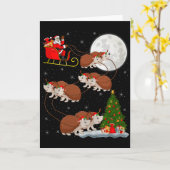 Igel Weihnachtsmann Schlitten Fliegend Lustig Magi Karte (Gelbe Blume)