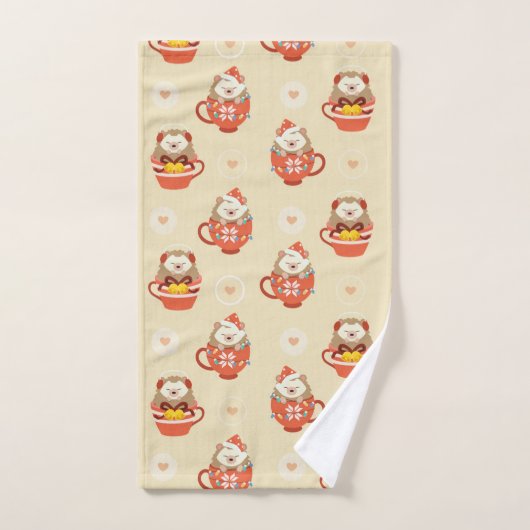 Igel Weihnachtsmuster Badhandtuch Set (Handtuch)