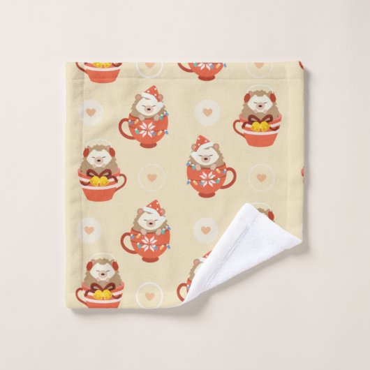 Igel Weihnachtsmuster Badhandtuch Set (Waschlappen)