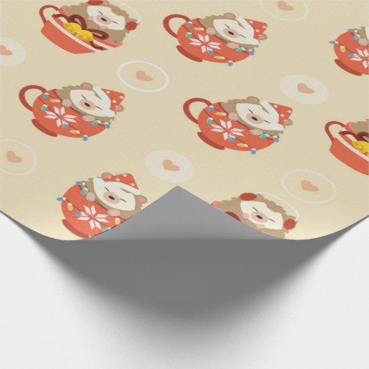 Igel Weihnachtsmuster Geschenkpapier (Ecke)