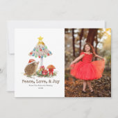 Igel Weihnachtswald Pilzsaal Foto Einladung (Vorderseite)