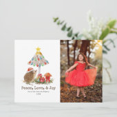 Igel Weihnachtswald Pilzsaal Foto Einladung (Stehend Vorderseite)