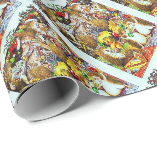 Igel Weihnachtswrapping Geschenkpapier (Rolleneckpunkt)