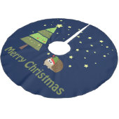 Igel Weihnachtszene Polyester Weihnachtsbaumdecke (Schrägansicht)