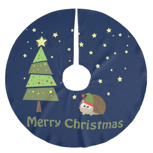 Igel Weihnachtszene Polyester Weihnachtsbaumdecke (Vorderseite)