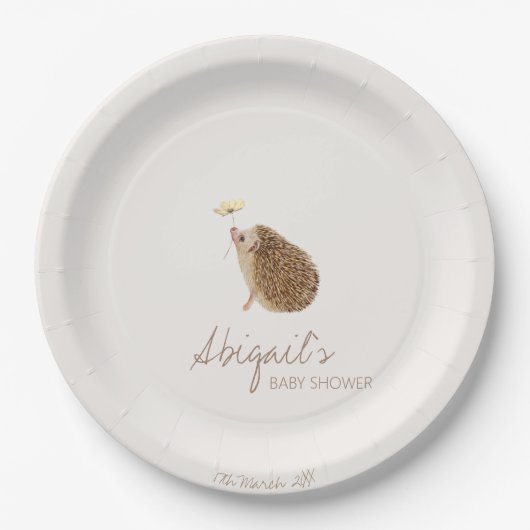 Igel Woodland Forest Baby Dusche Pappteller (Vorderseite)