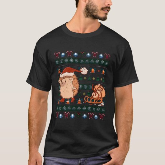 Igel Xmas Geschenk Süße Tier Ugi Weihnachten T-Shirt (Vorderseite)