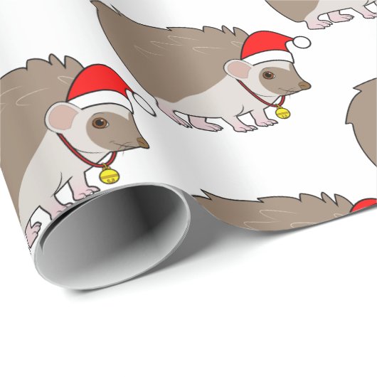 Igel zu Weihnachten in einer Weihnachtsmannmütze Geschenkpapier (Rolleneckpunkt)