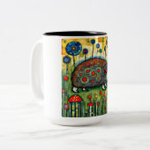 Igel zwischen Blumen Zweifarbige Tasse (Vorderseite Links)