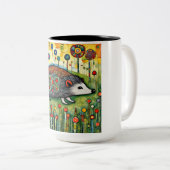 Igel zwischen Blumen Zweifarbige Tasse (VorderseiteRechts)