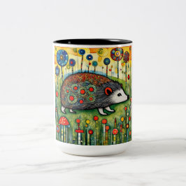 Igel zwischen Blumen Zweifarbige Tasse