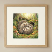 Igelmutter und ihre Babys-Kinderkrippe Poster