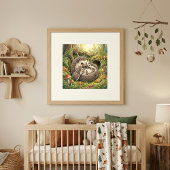 Igelmutter und ihre Babys-Kinderkrippe Poster