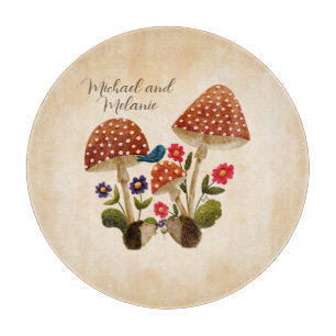 Igelpaar mit Pilzen und Blumen Schneidebrett