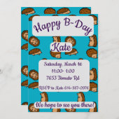 Igels Happy Birthday Einladung (Vorne/Hinten)