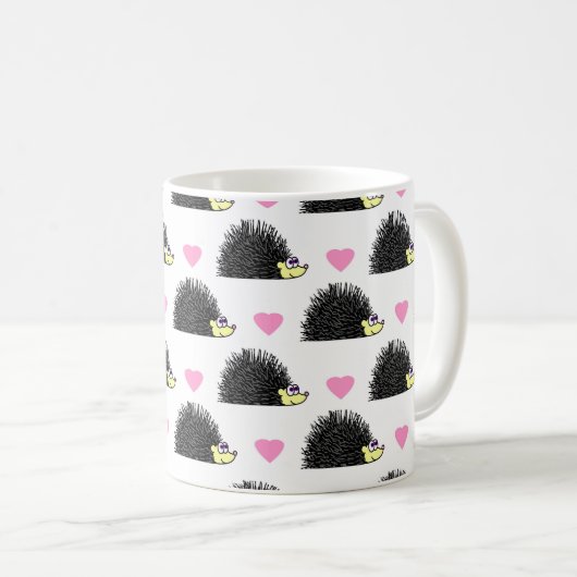 Igels-Herz-Muster-Weiß Kaffeetasse (VorderseiteRechts)