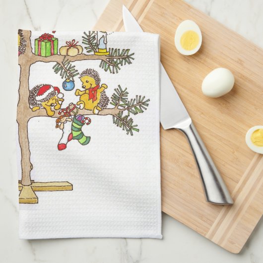 Igels-Weihnachtsbaum Geschirrtuch (Viertel Falte)