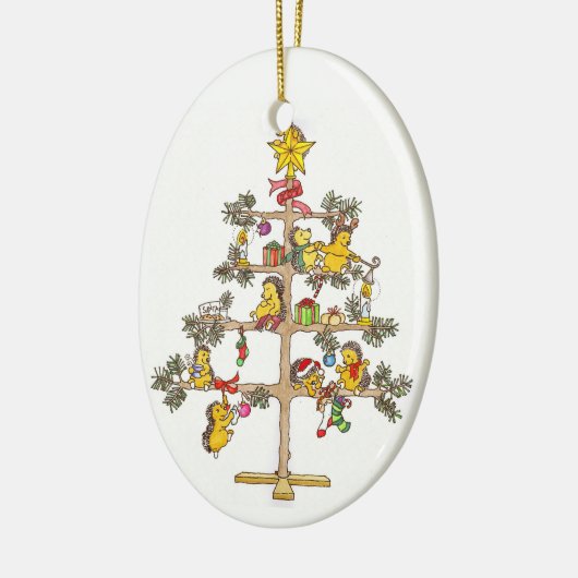 Igels-Weihnachtsbaum Keramikornament (Links)