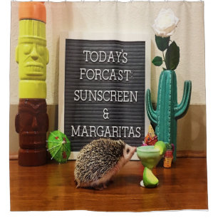 Igelschutzcreme und Margaritas Duschvorhang