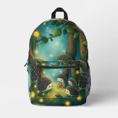 Igelzauber im Lichterwald Bedruckter Rucksack (Vorderseite)