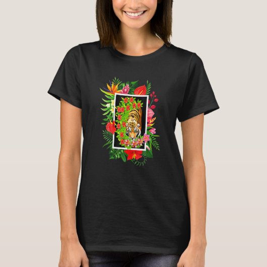 Iger-Katze mit ropalem Blumendesign T-Shirt (Vorderseite)