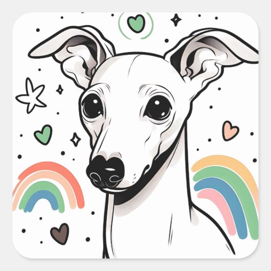 Iggy Italian Greyhound Doodle Stickers (Vorderseite)
