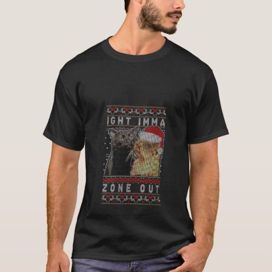 Ight Immo Zone Out Cat Staring Weihnachtskraut V T-Shirt (Vorderseite)