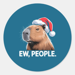 Igitt Leute Capybara Weihnachten Humor Runder Aufkleber