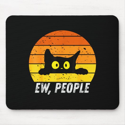Igitt Leute Retro-Katze Lustiger Introvertierter V Mousepad (Vorne)