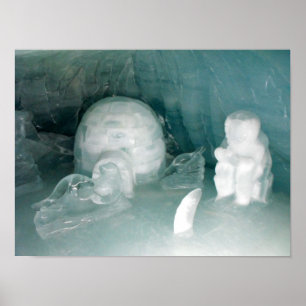 Iglu und Eskimo im Eis Poster