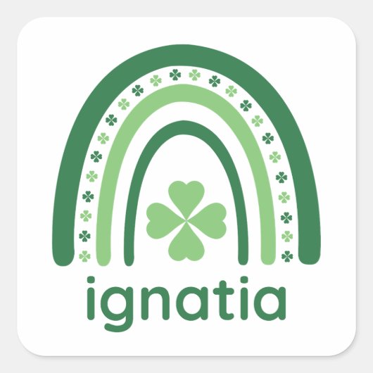 ignatia Name Clover Boho Rainbow Quadratischer Aufkleber (Vorderseite)