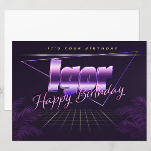 Igor Name Vorname lila retro Karte Geburtstag