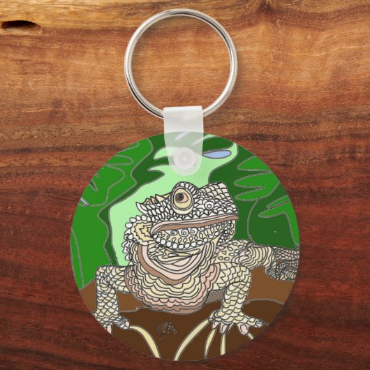 Iguana auf einem Felsen Schlüsselanhänger (Vorderseite)