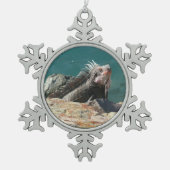 Iguana bei St. Thomas Schneeflocken Zinn-Ornament (Vorderseite)