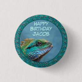 Iguana Birthday Button