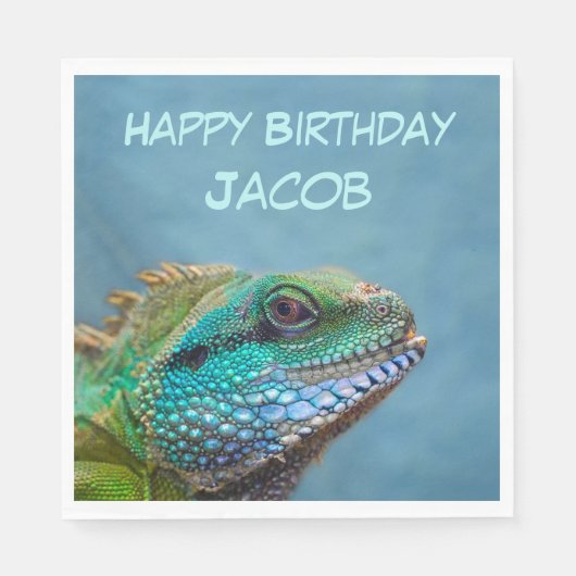 Iguana Birthday Party Serviette (Vorderseite)