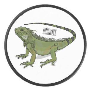 Iguana-Cartoon-Abbildung Eishockey Puck