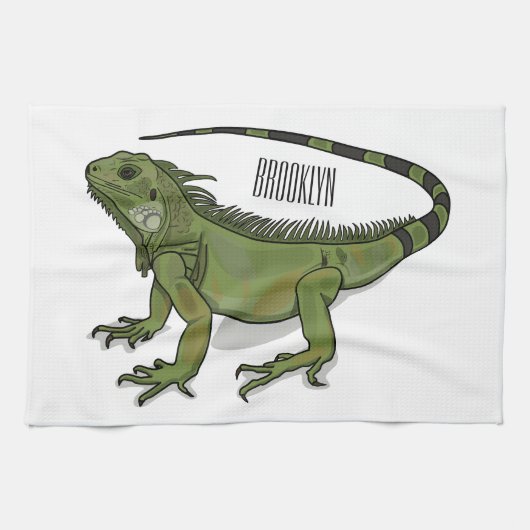Iguana-Cartoon-Abbildung Geschirrtuch (Horizontal)