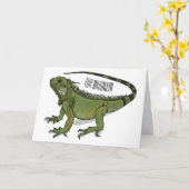 Iguana-Cartoon-Abbildung Karte (Gelbe Blume)