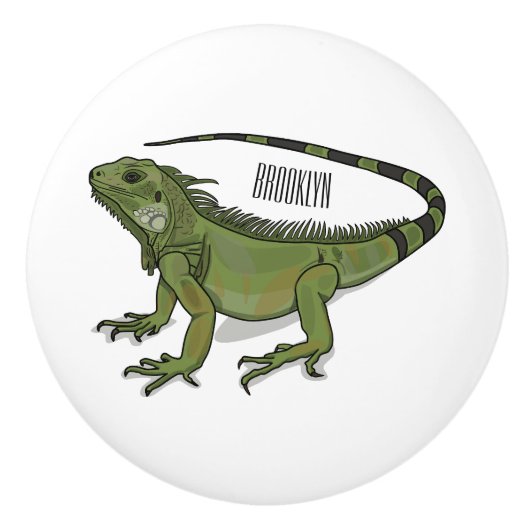 Iguana-Cartoon-Abbildung Keramikknauf (Vorderseite)