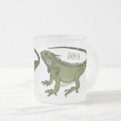 Iguana-Cartoon-Abbildung Mattglastasse (VorderseiteRechts)