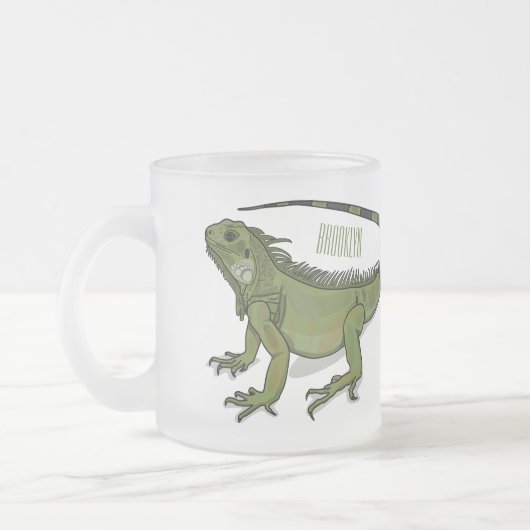 Iguana-Cartoon-Abbildung Mattglastasse (Links)