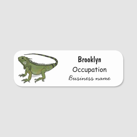 Iguana-Cartoon-Abbildung Namensschild (Vorderseite)