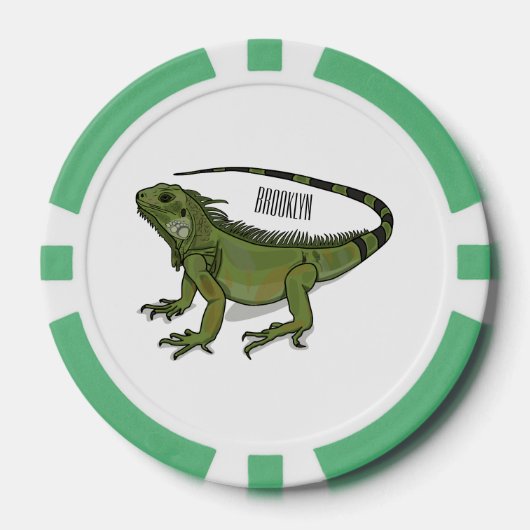Iguana-Cartoon-Abbildung Pokerchips (Vorderseite)