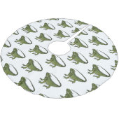 Iguana-Cartoon-Abbildung Polyester Weihnachtsbaumdecke (Schrägansicht)